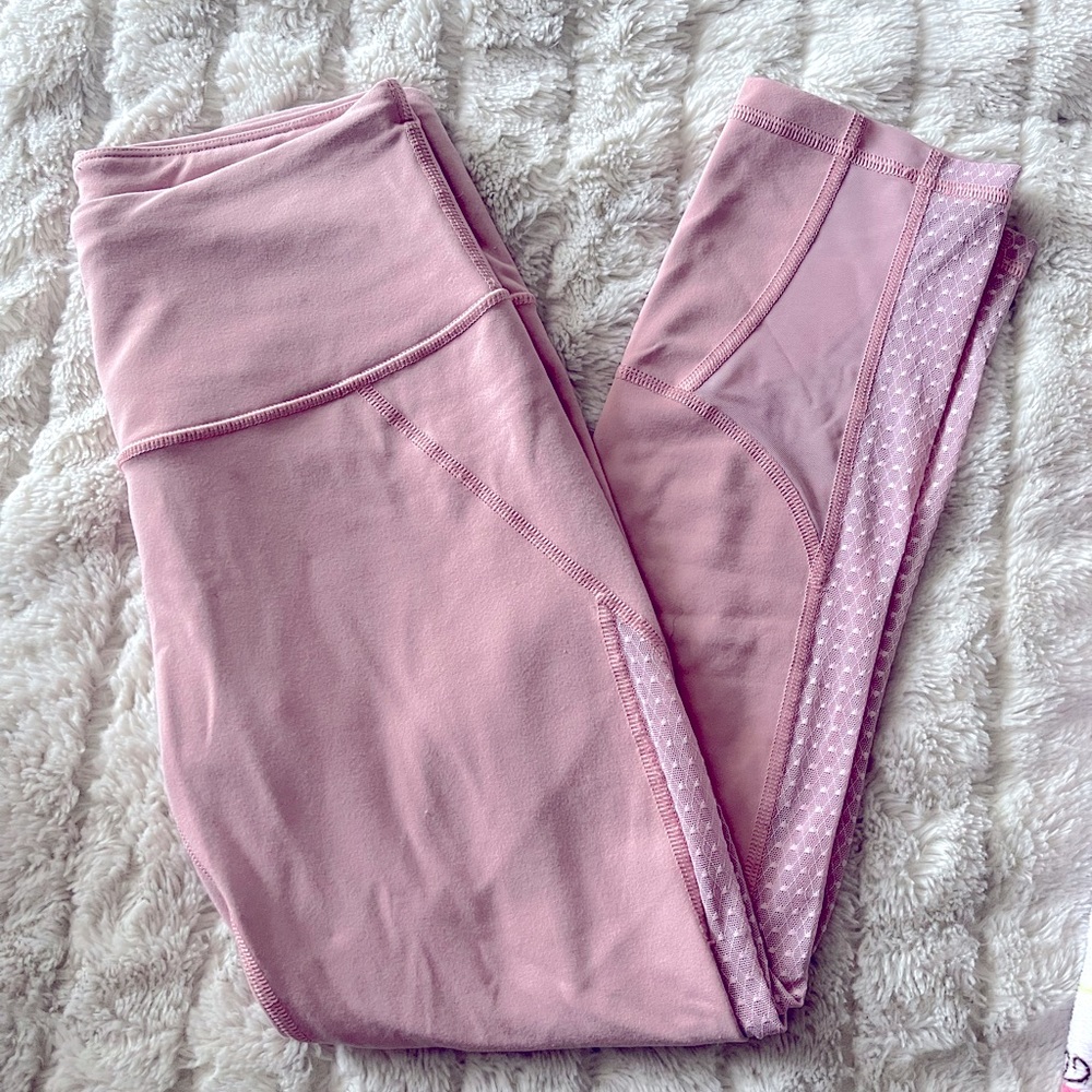 Pastel Pink VSX Sport Crop Leggings with Mesh Detail